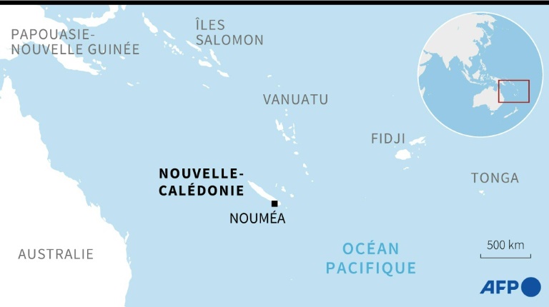 Carte de la Nouvelle-Calédonie dans l'Océan Pacifique
