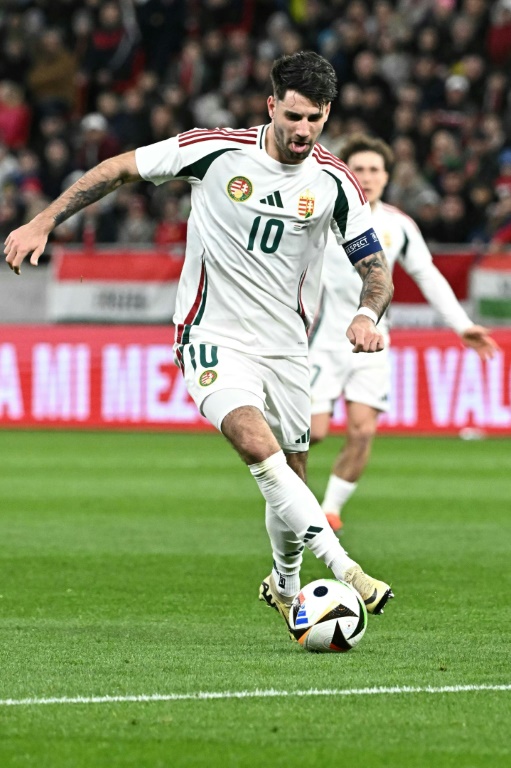 L'attaquant et capitaine de la Hongrie, Dominik Szoboszlai, lors d'un match amical contre le Kosovo, le 26 mars 2024 à Budapest