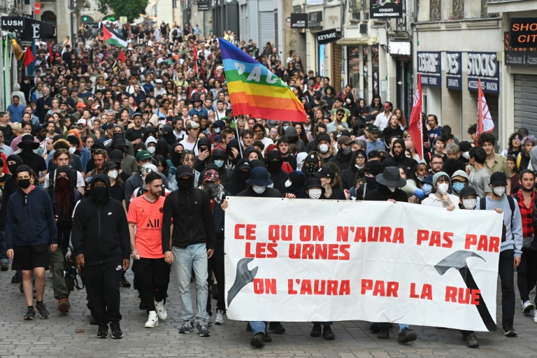 Manifestation à Nantes après l'annonce des résultats du 1er tour des législatives, le 30 juin 2024