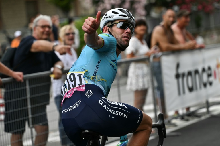 Le coureur britannique Mark Cavendish lors de la première étape du Tour de France, entre Florence et Rimini, le  29 juin 2024