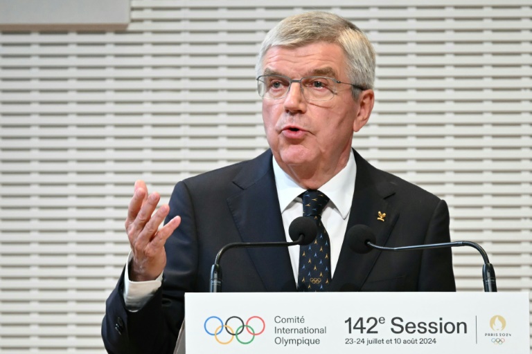 Le président du CIO Thomas Bach à l'ouverture de la 142e session du Congrès de l'instance à Paris, le 22 juillet 2024