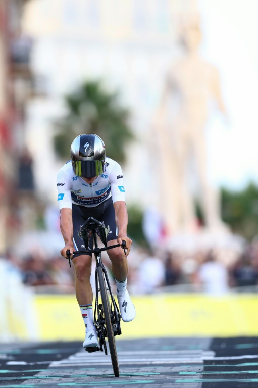 Le coureur belge Remco Evenepoel lors de la 21e et dernière étape du Tour de France, le 21 juillet 2024 entre Monaco et Nice