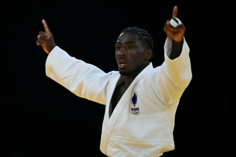 Le judoka français Joan-Benjamin Gabaaprès sa victoire en demi-finale des JO-2024 en -73 kg, à Paris le 29 juillet 2024