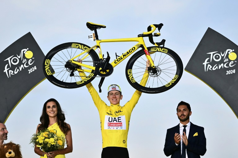 Le coureur slovène Tadej Pogacar après la 21e étape du Tour de France, à Nice, le 21 juillet 2024