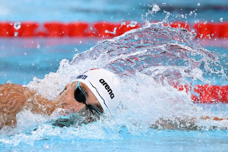 Le nageur roumain David Popovici, qui va tenter d'ouvrir son compteur olympique, le 28 juillet 2024 à La Défense Arena