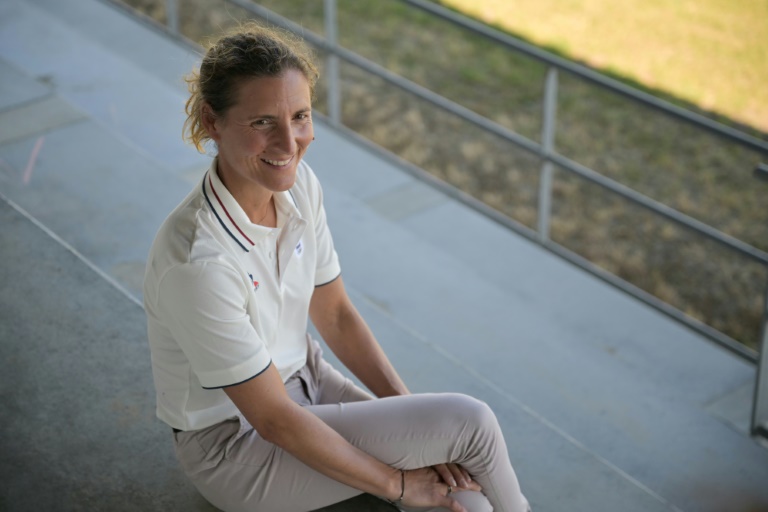 La cavalière française Pauline Basquin, sélectionnée pour les JO de Paris, le 16 juillet 2024 à Saint-Martin de Brehal (Manche)