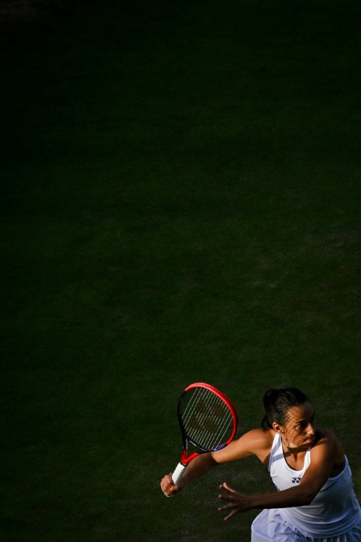 La numéro un française Caroline Garcia lors de sa victoire au premier tour de Wimbledon face à la Russe Anna Blinkova, le 2 juillet 2024 à Londres