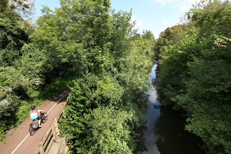 La piste le long du canal Rhin-Rhône, le 20 août 2024 à Friesenheim, dans le Bas-Rhin