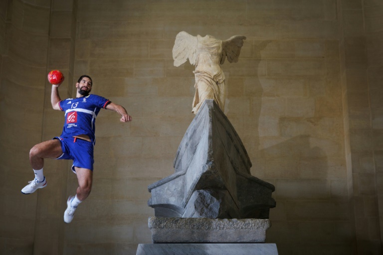 Nikola Karabatic lors d'une séance photo  pour l'AFP au Louvres, le 3 juin 2024