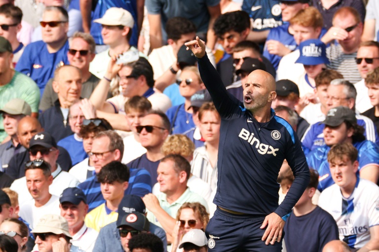 L'entraîneur de Chelsea Enzo Maresca lors d'un match contre Manchester City à Stamford Bridge, le 18 août 2024