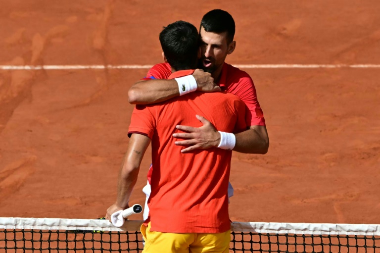 Novak Djokovic et Carlos Alcaraz à Paris le 4 août 2024