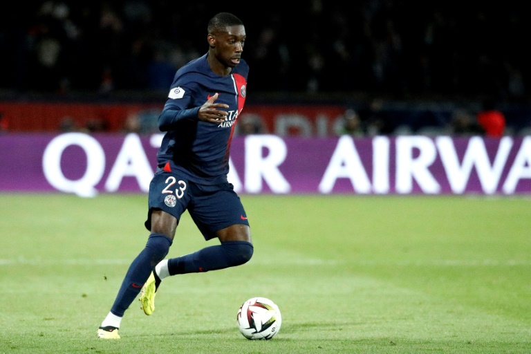 Randal Kolo Muani avec les PSG face à Lyon au Parc des Princes, le 21 avril 2024