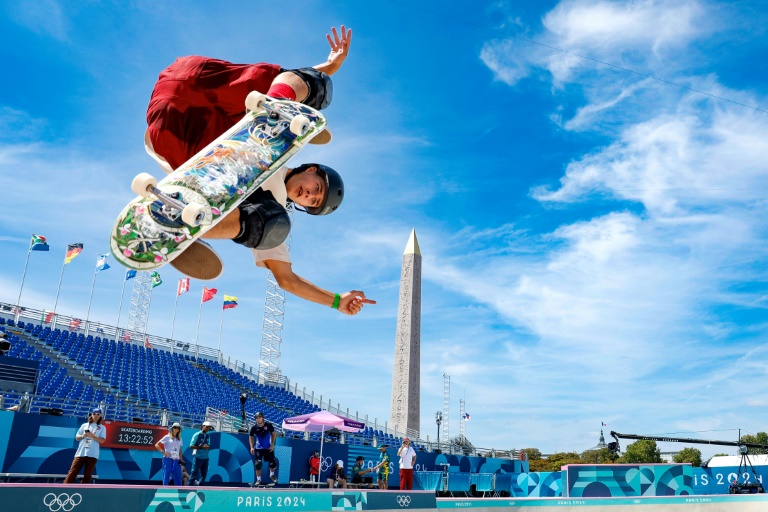 Le site de la place de la Concorde à Paris qui a notamment accueilli les épreuves de skateboard, ici le 4 août 2024, va être démonté