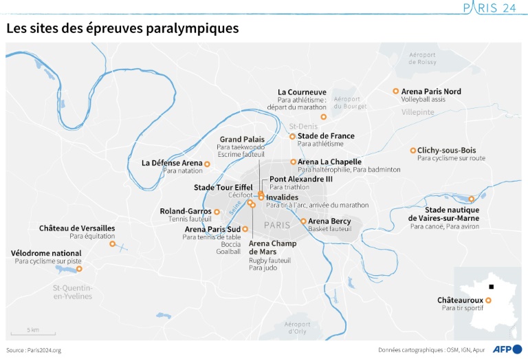 Sites prévus pour les Jeux paralympiques 2024 à Paris, avec le détail des disciplines