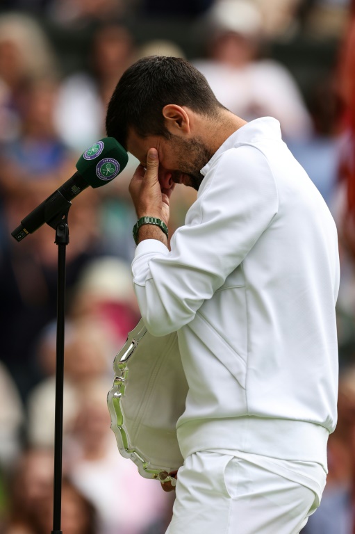 Le Serbe Novak Djokovic, défait en 2023 à Wimbledon par Carlos Alcaraz, après la finale