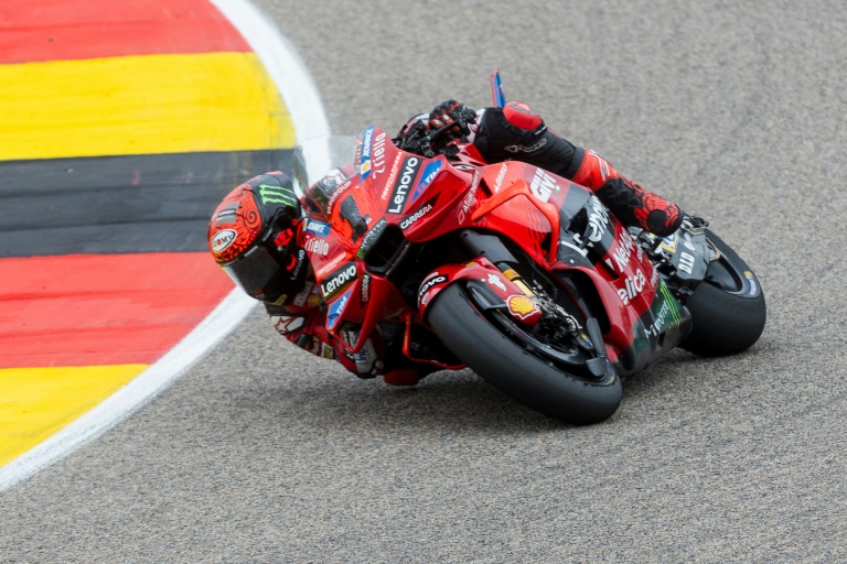 L'Italien Francesco Bagnaia vainqueur du GP d'Allemagne de MotoGP, le 7 juillet 2024 à Hohenstein-Ernstthal