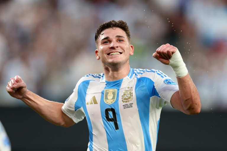 L'attaquant argentin Julian Alvarez, recruté par l'Atlético Madrid, ici en demi-finale de la Copa America contre le Canada, le 9 juillet 2024 à East Rutherford (New Jersey)