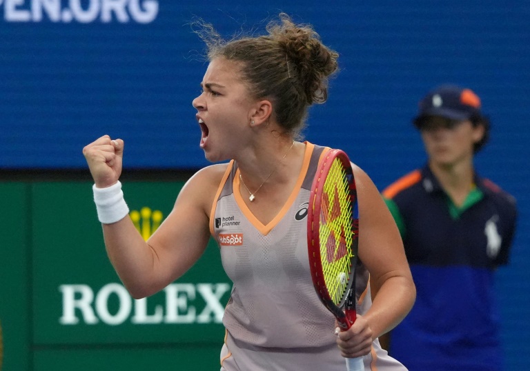 LItalienne Jasmine Paolini lors de son match contre la Kazakhe Yulia Putintseva à l'US Open, le 31 août 2024