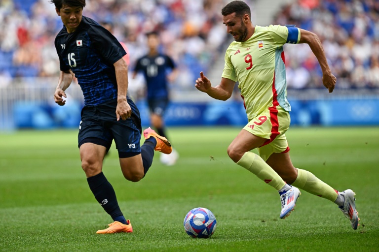 Le numéro 9 espagnol Abel Ruiz au cours de la demi-finale des JO Espagne-Maroc le 5 août 2024 à Marseille