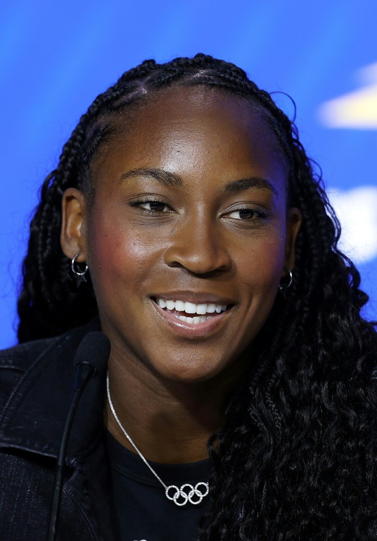 Coco Gauff en conférence de presse avant le début de l'US Open, où elle défendra son titre, le 23 août 2024