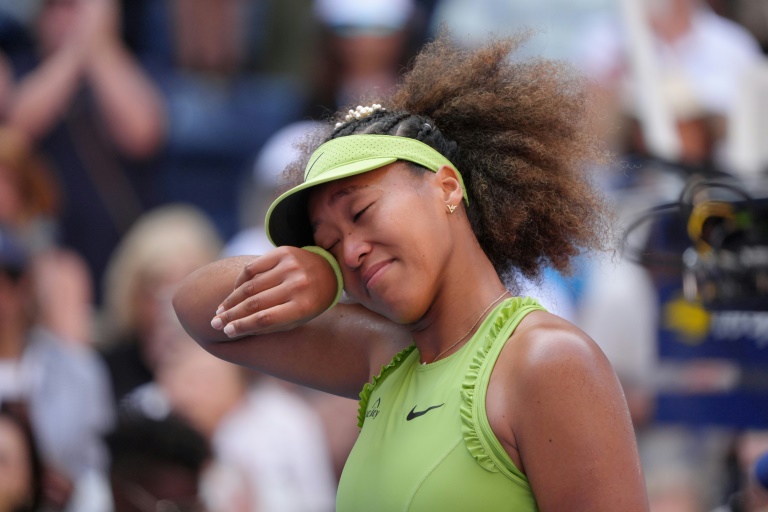 La Japonaise Naomi Osaka après sa victoire au premier tour de l'US Open de tennis, le 27 août 2024 à New York