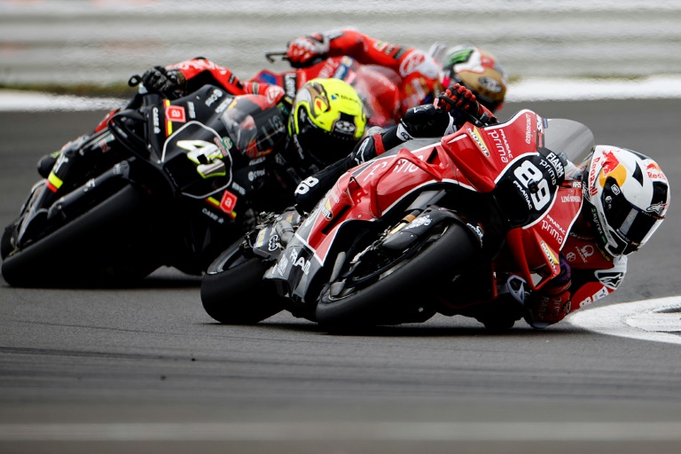 Le pilote espagnol Jorge Martin (Ducati-Pramac, N.89) lors du Grand-Prix de Grande-Bretagne MotoGP à Silverstone le 4 août 2024.