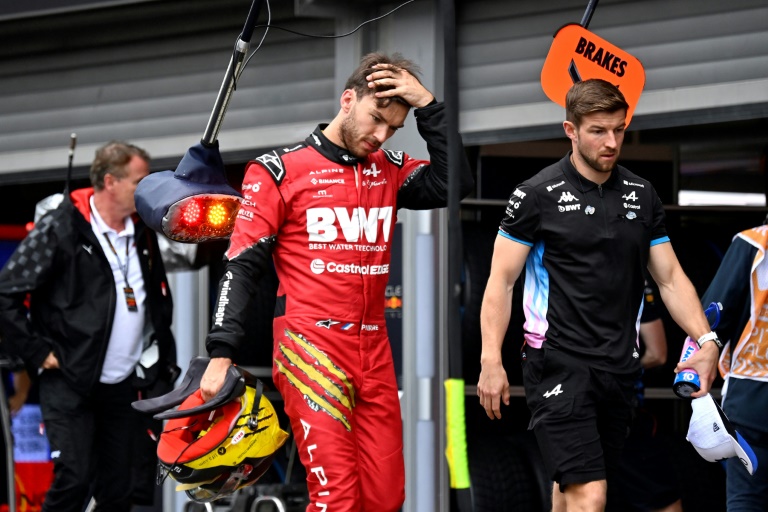 Le pilote français de Formule 1 Pierre Gasly (Alpine) après la séance de qualifications du Grand-Prix de Belgique sur le circuit de Spa-Francorchamps le 27 juillet 2024.