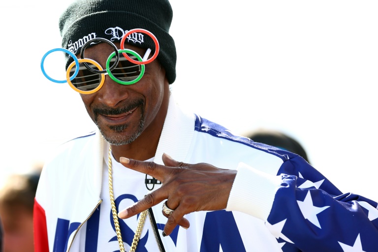 Le rappeur américain Snoop Dogg lors des épreuves de skateboard aux JO de Paris, le 7 août 2024