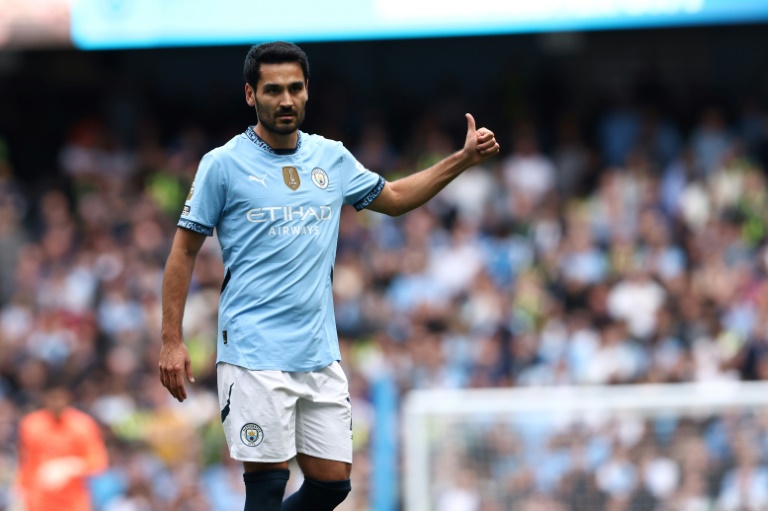 Le milieu allemand de Manchester City Ilkay Gündogan le 24 août 2024 à l'Etihad Stadium de Manchester