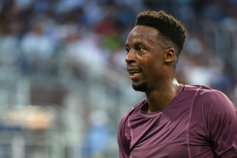 Gaël Monfils lors de son match du 2e tour à l'US Open face au Norvégien Casper Ruud, le 28 août 2024 à New York