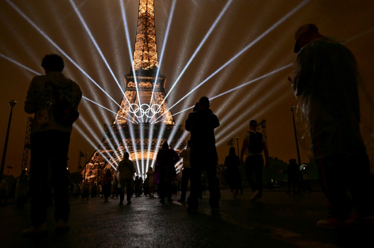 La tour Eiffel lors de la cérémonie d'ouverture des Jeux de Paris, le 26 juillet 2024