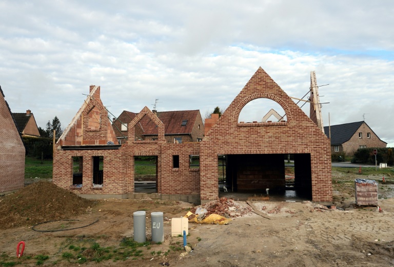 Maison en construction à Méteren (Nord), le 30 janvier 2013