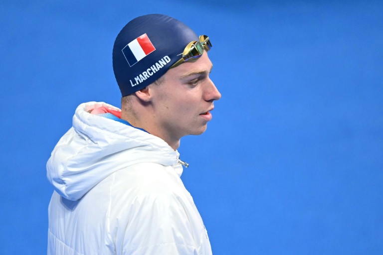 Le nageur français Léon Marchand avant la finale du 200 m quatre nages des Jeux olympiques de Paris, à Nanterre, le 1er août 2024