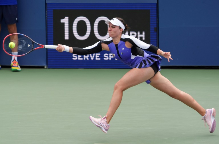 La Roumaine Elena-Gabriela Ruse pendant son match contre la Tchèque Barbora Krejcikova, le 28 août 2024 à l'US Open