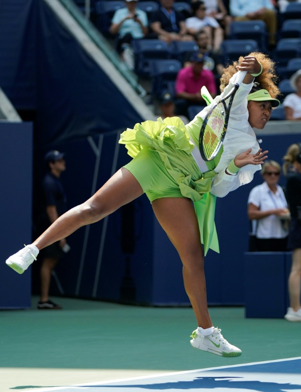 La Japonaise Naomi Osaka après sa victoire au premier tour de l'US Open de tennis, le 27 août 2024 à New York