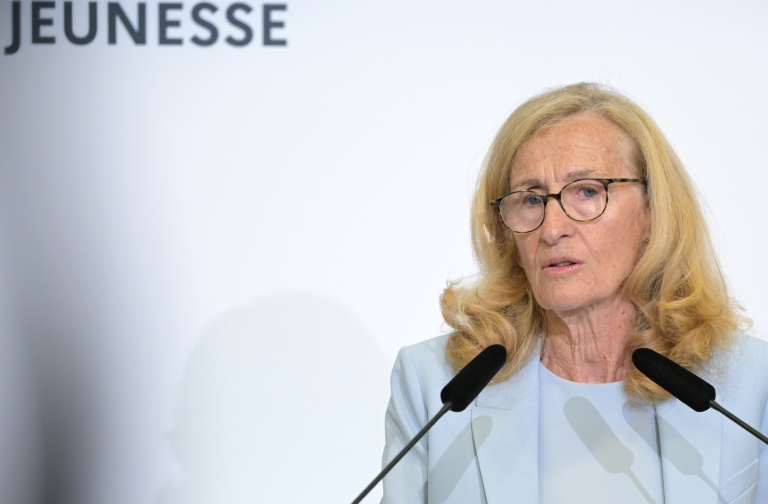 La ministre de l'Education Nicole Belloubet s'exprime lors d'une conférence de presse à Paris le 27 août 2024