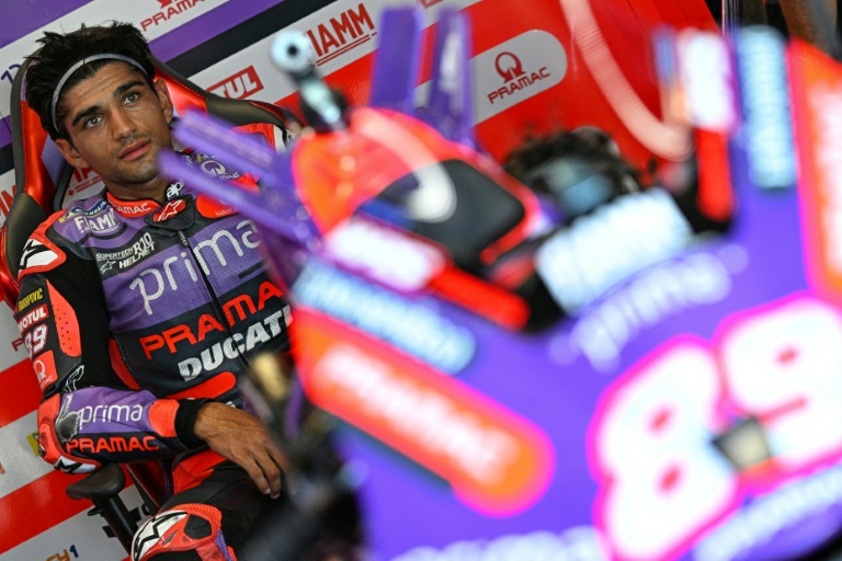 Le pilote espagnol Jorge Martin (Ducati-Pramac) lors des essais qualificatifs du Grand-Prix moto de Saint-Marin sur le circuit de Misano-Adriatico le 7 septembre 2024.