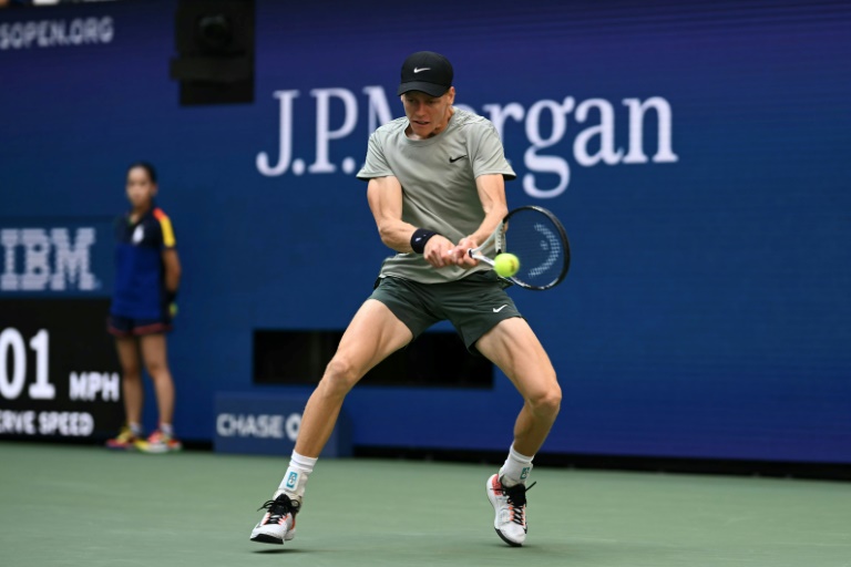 L'Italien Jannik Sinner, N.1 mondial, en finale de l'US Open contre l'Américain Taylor Fritz le 8 septembre 2024 à New York