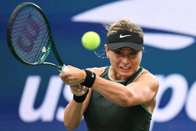 L'Espagnole Paula Badosa en huitièmes de finale de l'US Open contre la Chinoise Wang Yafan le 1er septembre 2024 à New York