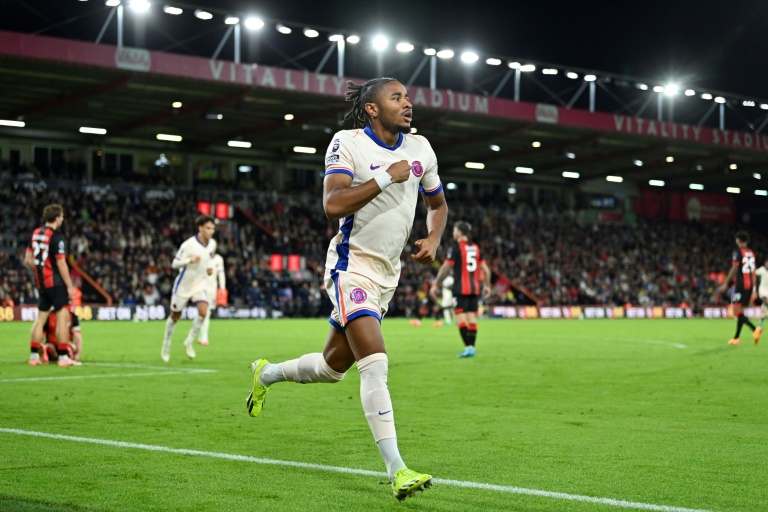 L'attaquant français de Chelsea Christopher Nkunku vient de marquer sur le terrain de Bournemouth, le 14 septembre 2024