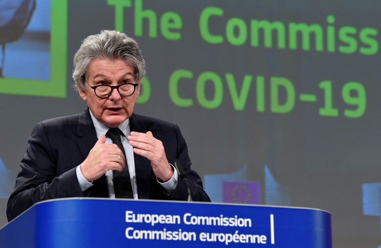 Le commissaire européen chargé du marché intérieur, Thierry Breton, le 17 mars 2021 à Bruxelles