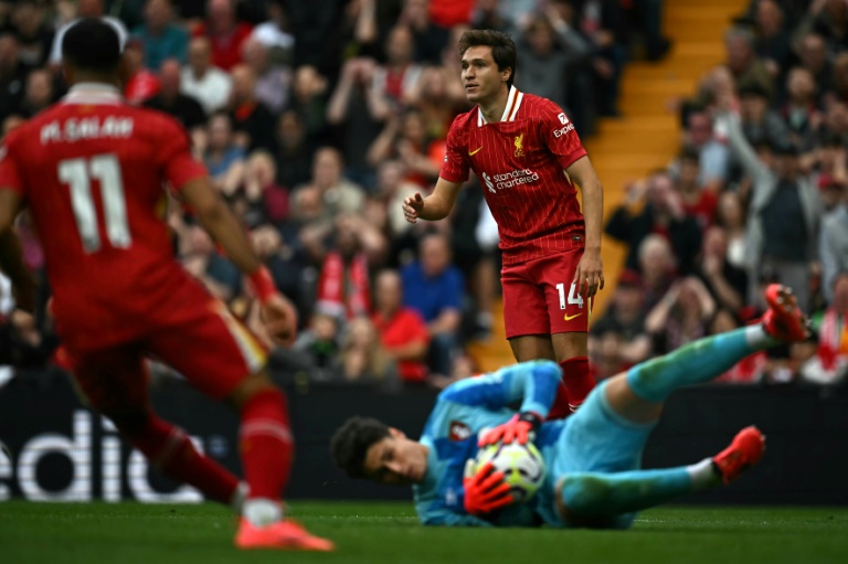 L'attaquant italien, Federico Chiesa lors de son premier match à Anfield sous les couleurs de Liverpool pour la 5e journée de championnat d'Angleterre le 21 septembre 2024