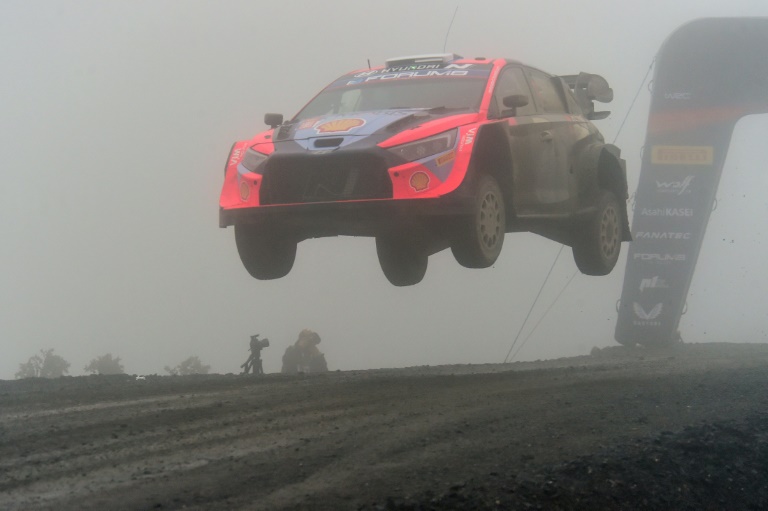 La Hyundai i20 du Belge Thierry Neuville dimanche 29 septembre, troisième et dernier jour du Rallye du Chili à Conception.