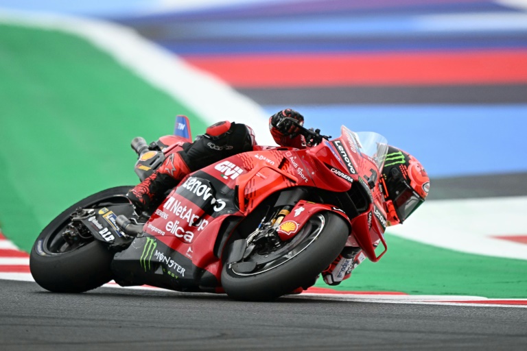 Le pilote italien Francesco Bagnaia (Ducati) lors du Grand-Prix de Saint-Marin comptant pour le championnat du monde MotoGP sur le circuit de Misano-Adriatico le 8 septembre 2024.