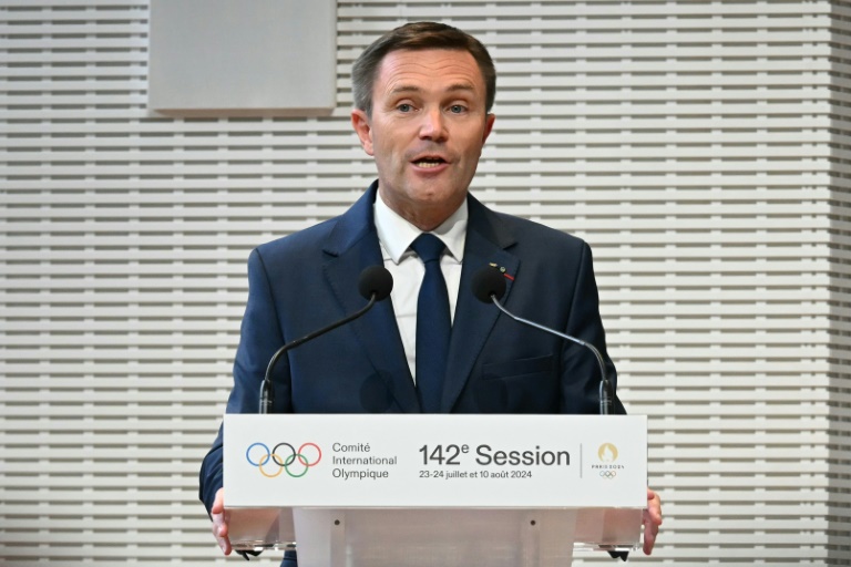 David Lappartient, président de l'Union cycliste internationale et du comité olympique français, lors de la 142e session du Comité international olympique, à Paris le 22 juillet 2024