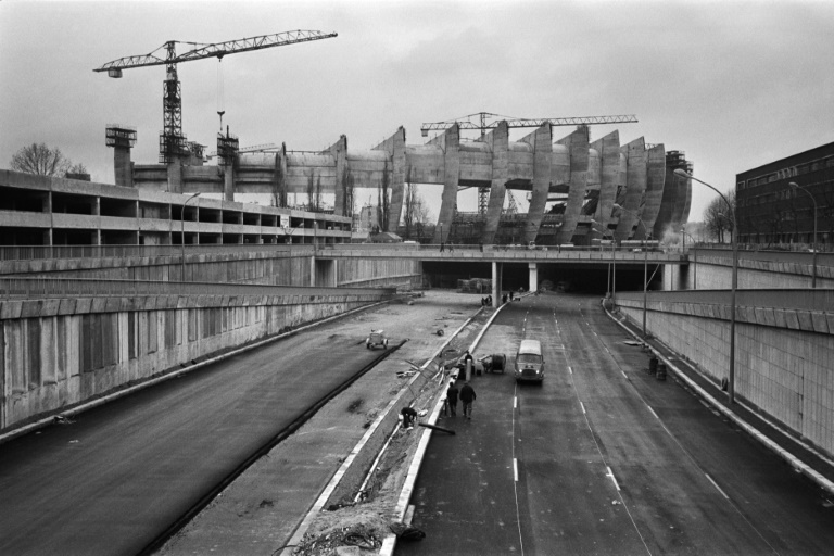 Le périphérique parisien en construction le 21 janvier 1971