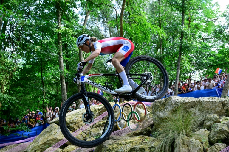 La Française Pauline Ferrand Prevot championne olympique de VTT, le 28 juillet 2024 à Paris