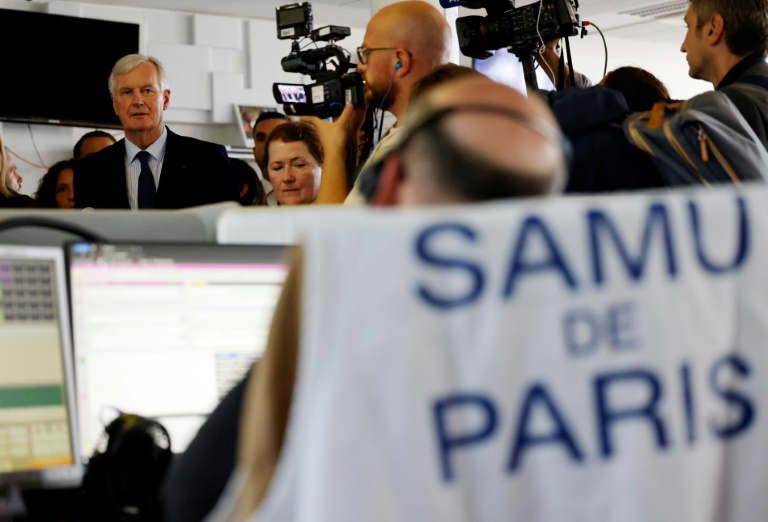 Le Premier ministre Michel Barnier au siège du SAMU de Paris, à l'hôpital Necker, le 8 septembre 2024