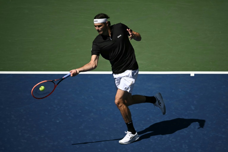 L'Américain Taylor Fritz en quart de finale de l'US Open contre l'Allemand Alexander Zverev le 3 septembre 2024 à New York