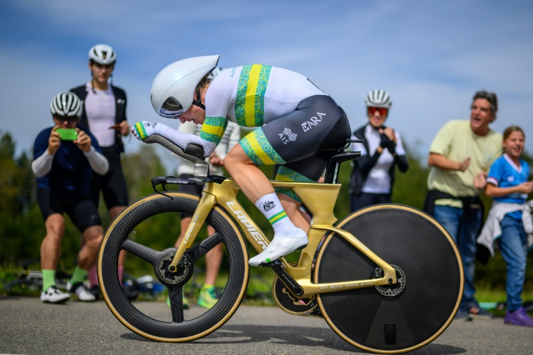 L'Australienne Grace Brown lors de son contre-la-montre aux Mondiaux de cyclisme à Zurich, le 22 septembre 2024